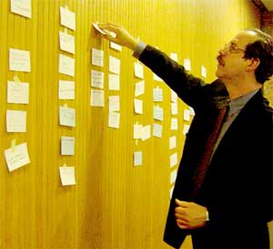 Jonathan Lehrer conducts a brainstorming session.